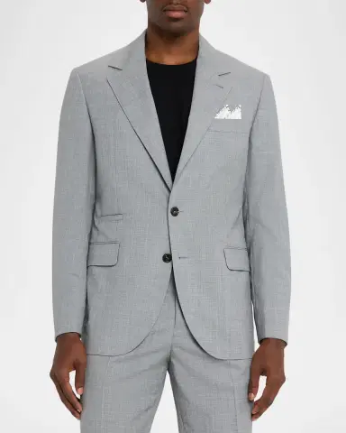 Brunello Cucinelli Men's Sharkskin Virgin Wool Single-Breasted Blazer | Thumbnail 4 Brunello Cucinelli Men's Sharkskin Virgin Wool Single-Breasted Blazer | Thumbnail 4