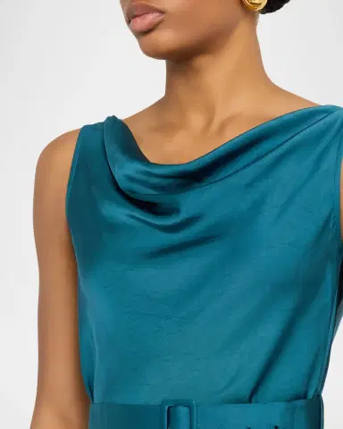 LAPOINTE Cowl-Neck Satin Belted Sleeveless Midi Dress | Thumbnail 5 LAPOINTE Cowl-Neck Satin Belted Sleeveless Midi Dress | Thumbnail 5