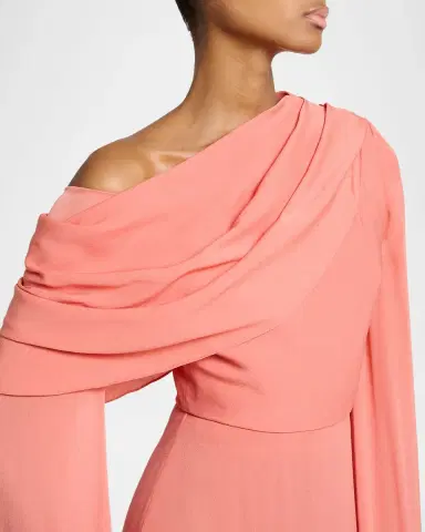 Elie Saab Off-The-Shoulder Split-Sleeve Silk Double Georgette Gown | Thumbnail 5 Elie Saab Off-The-Shoulder Split-Sleeve Silk Double Georgette Gown | Thumbnail 5
