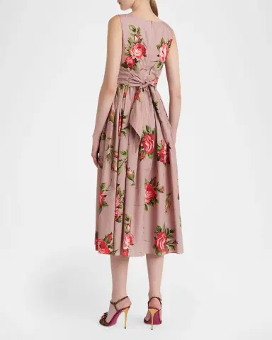 Dolce & Gabbana Sleeveless Floral Stretch Cotton Midi Dress | Thumbnail 3 Dolce & Gabbana Sleeveless Floral Stretch Cotton Midi Dress | Thumbnail 3