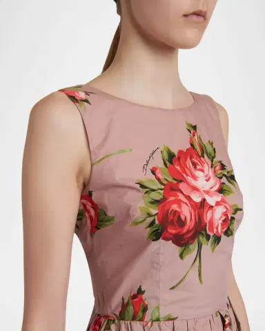 Dolce & Gabbana Sleeveless Floral Stretch Cotton Midi Dress | Thumbnail 5 Dolce & Gabbana Sleeveless Floral Stretch Cotton Midi Dress | Thumbnail 5