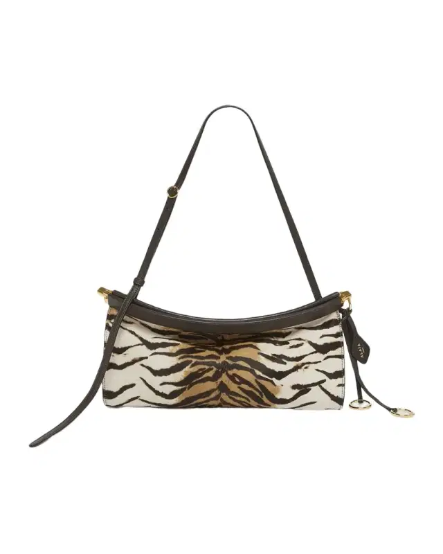ALAÏA Le Click Tiger-Print Calf Hair East-West Shoulder Bag