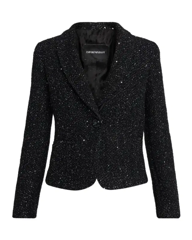 Emporio Armani Sequined Lurex Bouclé Single-Breasted Jacket
