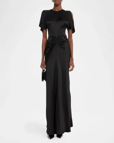Victoria Beckham Gathered Waist Satin Maxi Dress | Thumbnail 2 Victoria Beckham Gathered Waist Satin Maxi Dress | Thumbnail 2