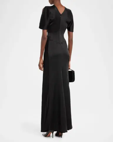 Victoria Beckham Gathered Waist Satin Maxi Dress | Thumbnail 3 Victoria Beckham Gathered Waist Satin Maxi Dress | Thumbnail 3