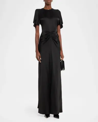 Victoria Beckham Gathered Waist Satin Maxi Dress | Thumbnail 4 Victoria Beckham Gathered Waist Satin Maxi Dress | Thumbnail 4