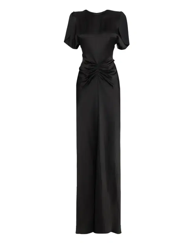 Victoria Beckham Gathered Waist Satin Maxi Dress