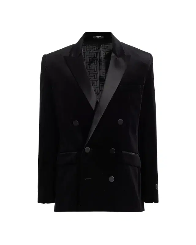 Men 's Velvet Satin-Trim Double-Breasted Blazer