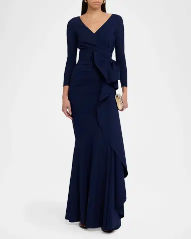 Chiara Boni La Petite Robe Maco Bow-Draped Jersey Gown | Thumbnail 2