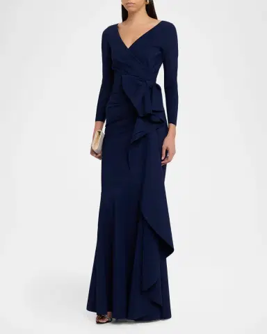 Chiara Boni La Petite Robe Maco Bow-Draped Jersey Gown | Thumbnail 4