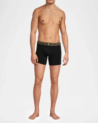 Versace Men's Organic Cotton Greek Key Boxer Briefs | Thumbnail 2