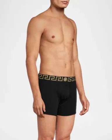 Versace Men's Organic Cotton Greek Key Boxer Briefs | Thumbnail 4