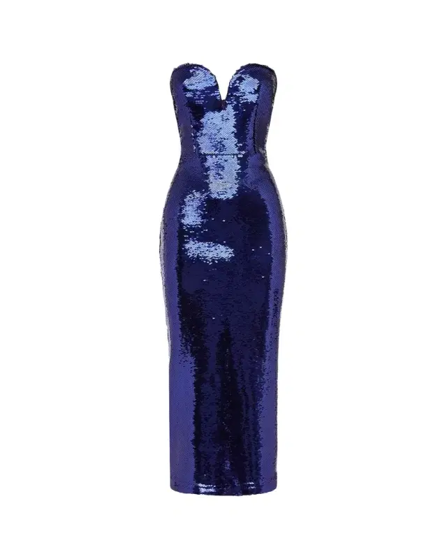 Strapless Sweetheart Sequined Midi Dress