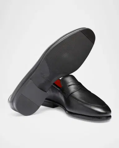 Santoni Men's Carlo Leather Penny Loafers | Thumbnail 3 Santoni Men's Carlo Leather Penny Loafers | Thumbnail 3