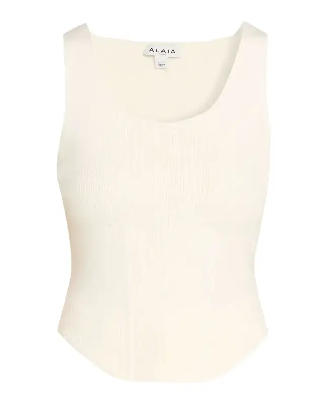 ALAIA Sleeveless Ribbed Knit Corset Top