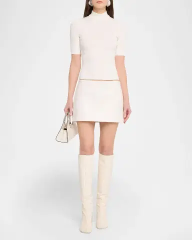 Courrèges Mock-Neck Short-Sleeve Rib Pullover | Thumbnail 2