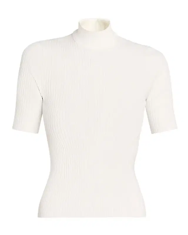 Courreges Mock-Neck Short-Sleeve Rib Pullover