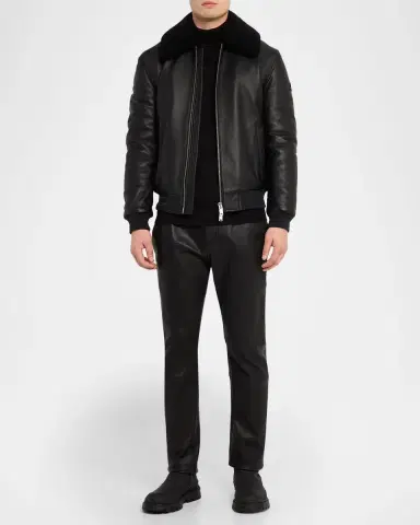 Moose Knuckles Men 's Toba Bomber Jacket with Shearling Collar | Thumbnail 2