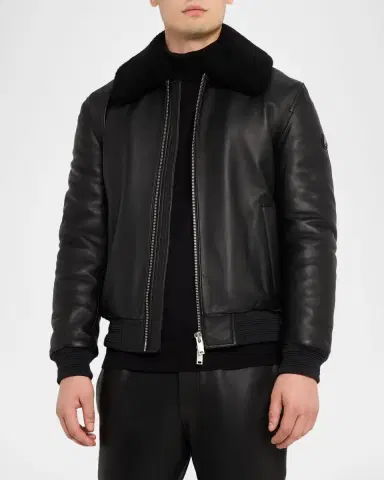 Moose Knuckles Men 's Toba Bomber Jacket with Shearling Collar | Thumbnail 4