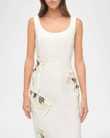 SIMKHAI Lilibeth Sleeveless Floral Applique Midi Dress | Thumbnail 4 SIMKHAI Lilibeth Sleeveless Floral Applique Midi Dress | Thumbnail 4