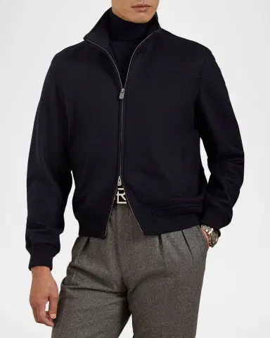 Ralph Lauren Purple Label Men's Felton Cashmere-Blend Flight Jacket | Thumbnail 4 Ralph Lauren Purple Label Men's Felton Cashmere-Blend Flight Jacket | Thumbnail 4