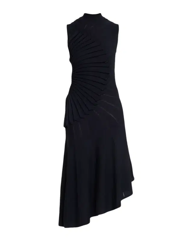 ALAIA Mock-Neck Sculpting Wool Dress