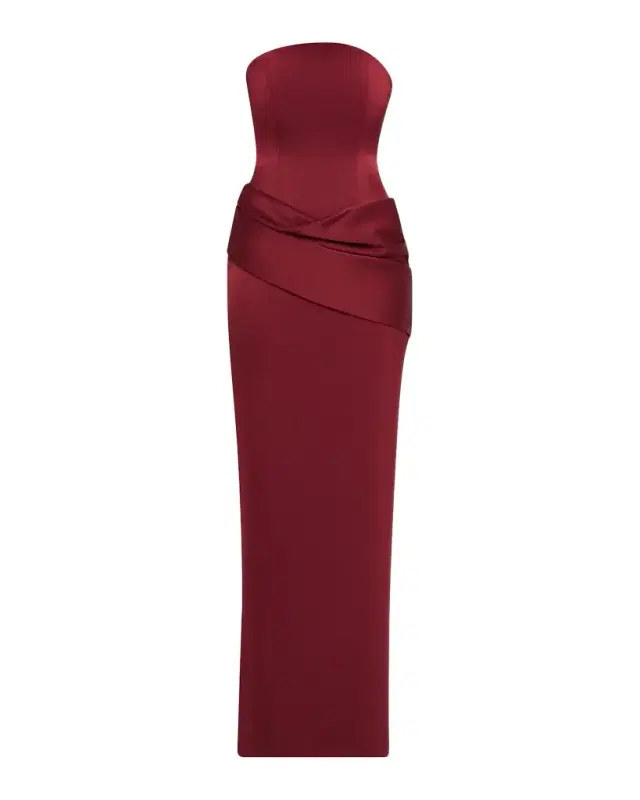 Strapless Corset Draped Column Gown