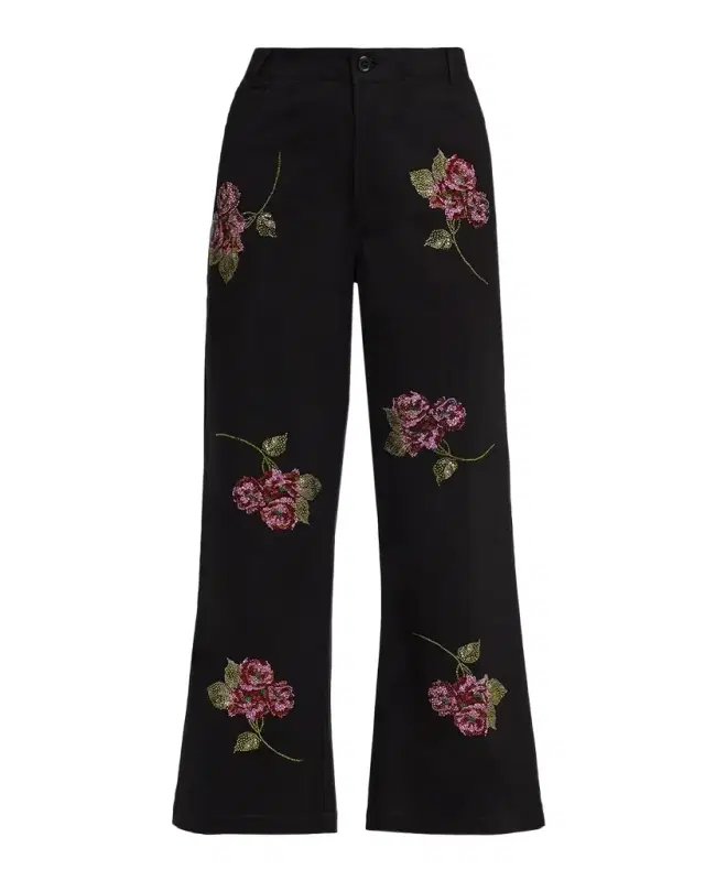 Libertine Primrose Embellished Wide-Leg Crop Pants