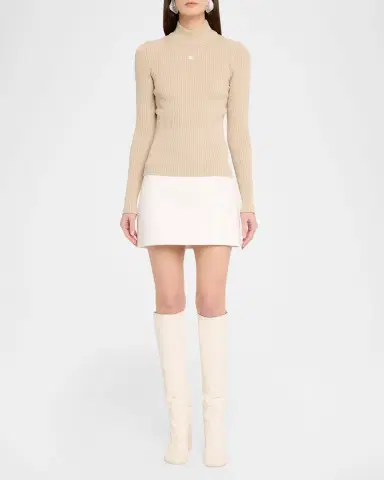 Courrèges Turtleneck Long-Sleeve Rib Sweater | Thumbnail 2