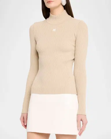 Courrèges Turtleneck Long-Sleeve Rib Sweater | Thumbnail 4
