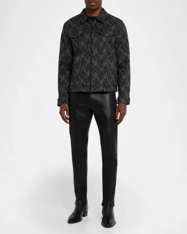 JOHN VARVATOS Men's Hallet Jacquard Herringbone Trucker Jacket | Thumbnail 2 JOHN VARVATOS Men's Hallet Jacquard Herringbone Trucker Jacket | Thumbnail 2