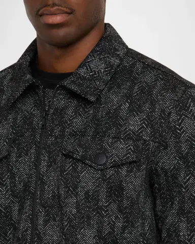JOHN VARVATOS Men's Hallet Jacquard Herringbone Trucker Jacket | Thumbnail 5 JOHN VARVATOS Men's Hallet Jacquard Herringbone Trucker Jacket | Thumbnail 5