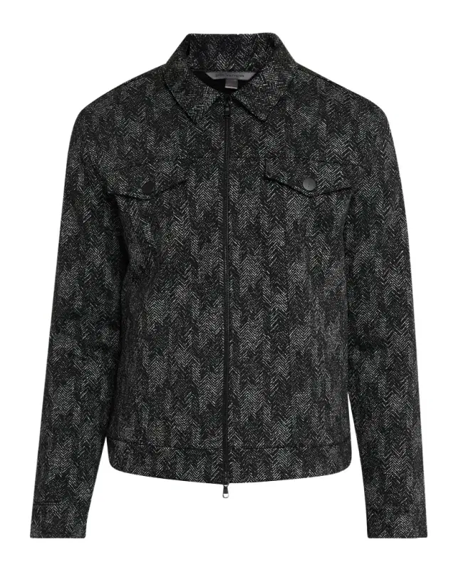 John Varvatos en 's Hallet Jacquard Herringbone Trucker Jacket