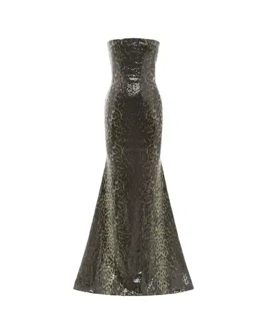 Alex Perry Strapless Leopard-Print Sequined Longline Trumpet Gown | Thumbnail 1
