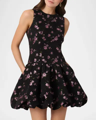 Shoshanna Raffaella Velvet Jacquard Bubble Mini Dress | Thumbnail 3 Shoshanna Raffaella Velvet Jacquard Bubble Mini Dress | Thumbnail 3