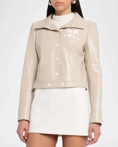 Courrèges Textured Vinyl Crop Jacket | Thumbnail 4 Courrèges Textured Vinyl Crop Jacket | Thumbnail 4