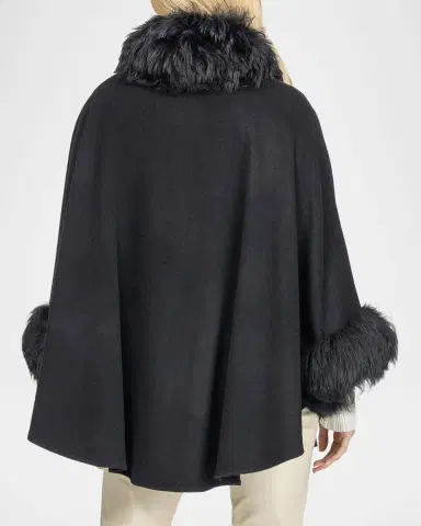 Gorski Cashmere & Wool Blend Cape with Select Lamb Shearling Trim | Thumbnail 3