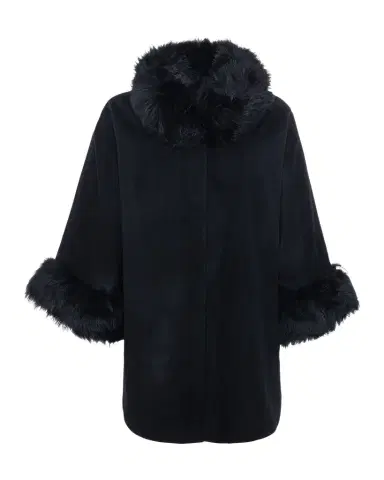 Gorski Cashmere & Wool Blend Cape with Select Lamb Shearling Trim | Thumbnail 1