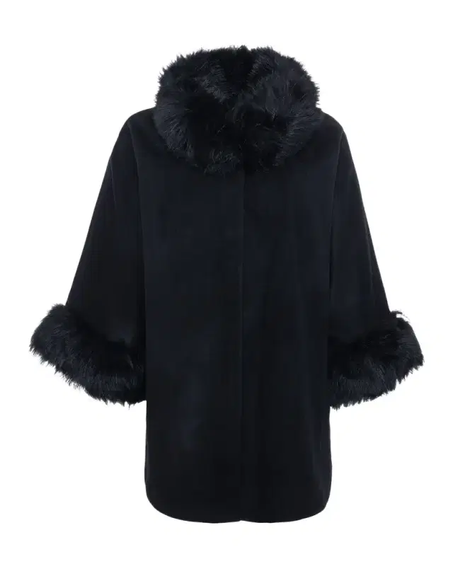 Gorski Cashmere & Wool Blend Cape with Select Lamb Shearling Trim