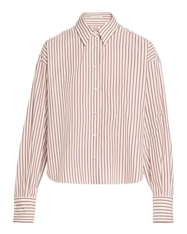 Striped Cotton Poplin Button-Down Shirt