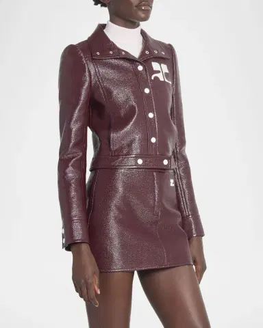 Courrèges Textured Vinyl Crop Jacket | Thumbnail 4 Courrèges Textured Vinyl Crop Jacket | Thumbnail 4