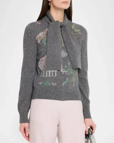Libertine Needlepoint Multi Cashmere Scarf Sweater | Thumbnail 4 Libertine Needlepoint Multi Cashmere Scarf Sweater | Thumbnail 4