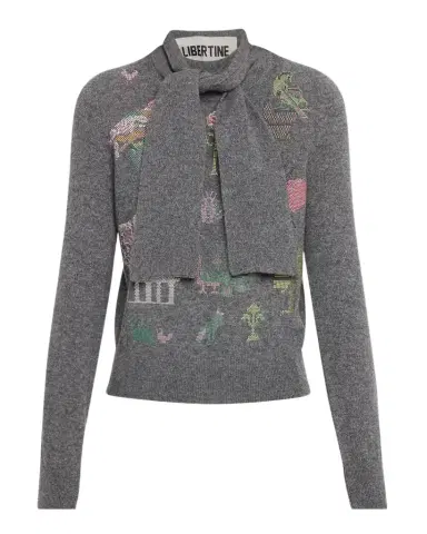 Libertine Needlepoint Multi Cashmere Scarf Sweater | Thumbnail 1 Libertine Needlepoint Multi Cashmere Scarf Sweater | Thumbnail 1