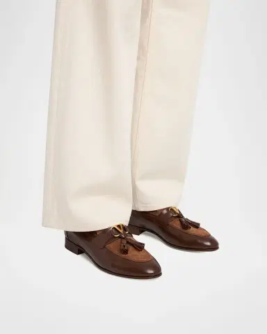Valentino Garavani Men's Vaniteux VLogo Leather & Suede Tassel Loafers | Thumbnail 2 Valentino Garavani Men's Vaniteux VLogo Leather & Suede Tassel Loafers | Thumbnail 2
