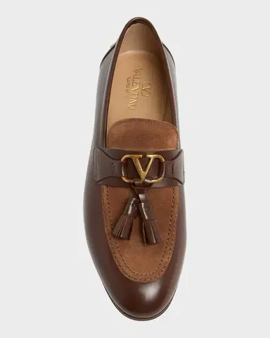 Valentino Garavani Men's Vaniteux VLogo Leather & Suede Tassel Loafers | Thumbnail 6 Valentino Garavani Men's Vaniteux VLogo Leather & Suede Tassel Loafers | Thumbnail 6