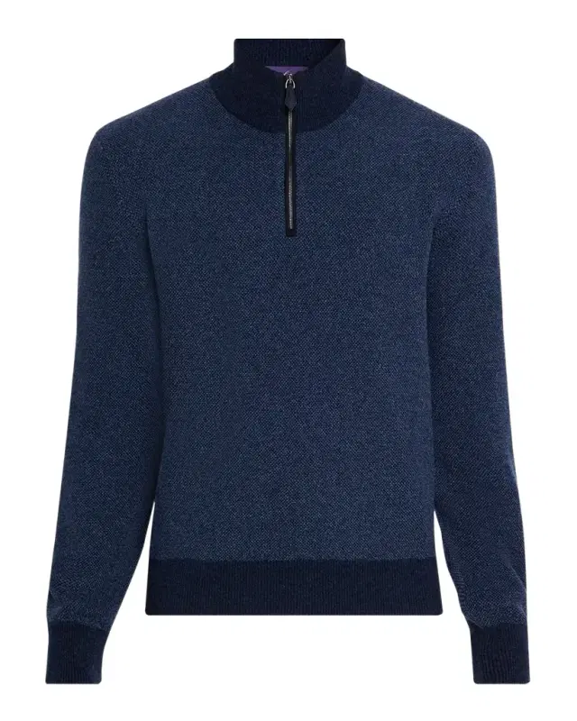 Birdseye Cashmere Quarter-Zip Sweater