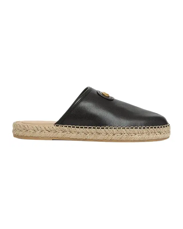 Valentino Garavani Men 's Leather Espadrille Mule Slides