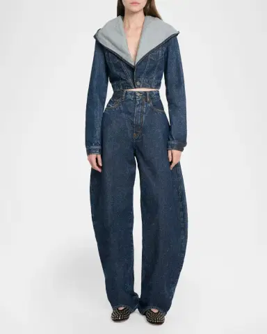 Alaïa Hooded Cropped Denim Jacket | Thumbnail 2 Alaïa Hooded Cropped Denim Jacket | Thumbnail 2