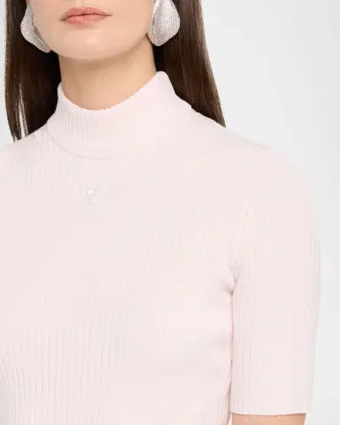 Courrèges Mock-Neck Short-Sleeve Rib Pullover | Thumbnail 5