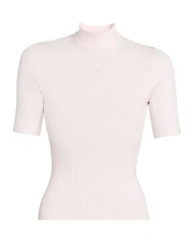 Courrèges Mock-Neck Short-Sleeve Rib Pullover | Thumbnail 1